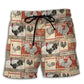 Farmhouse Chicken Patch Beach Shorts Pattern View For Coastal Holidays And Casual Activities