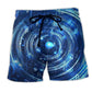 Neon Circle Music Notes Glow Beach Shorts Design View For Summer Events And Coastal Getaways