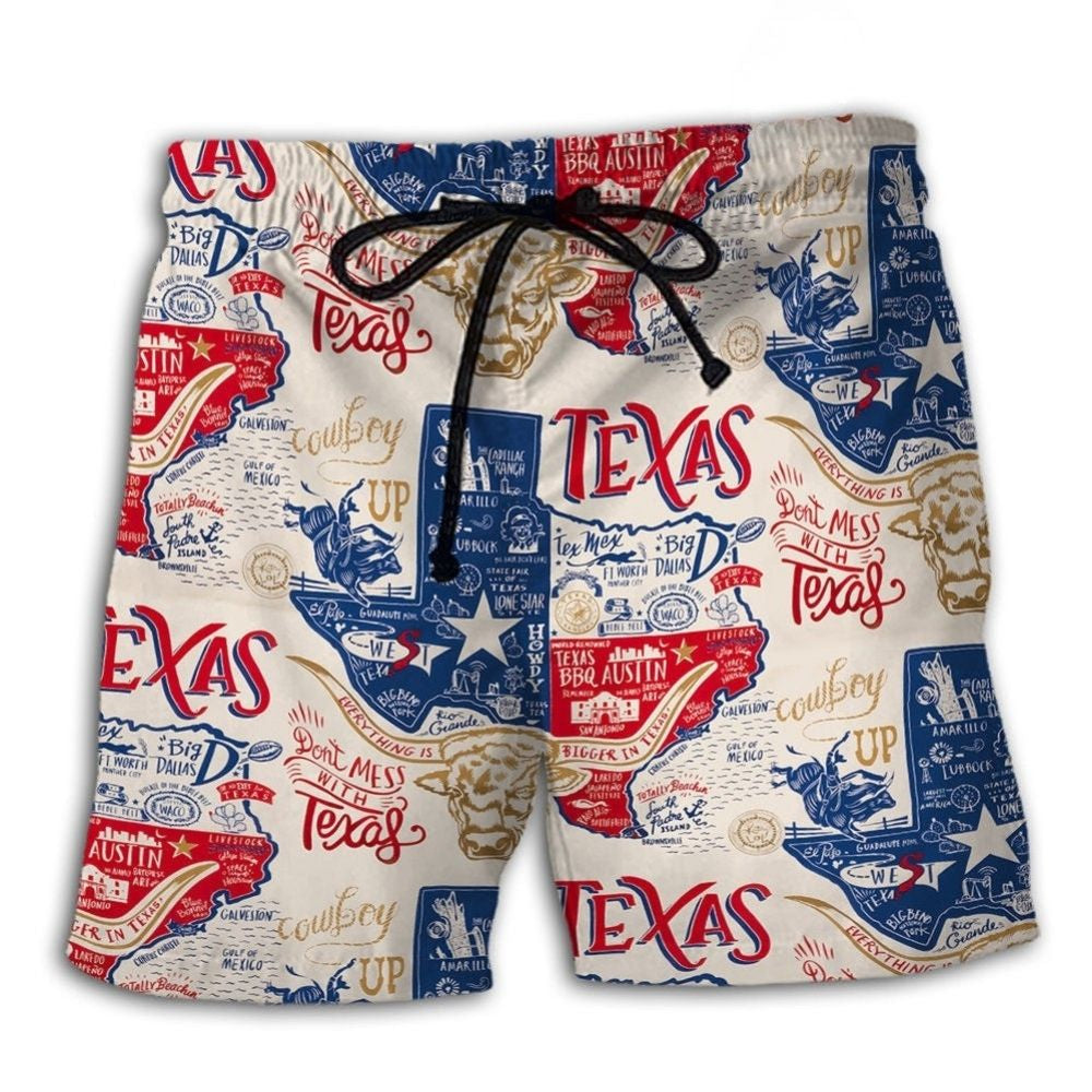 Texas Strong State Pride Beach Shorts Design Detail For Weekend Getaways And Beach Days