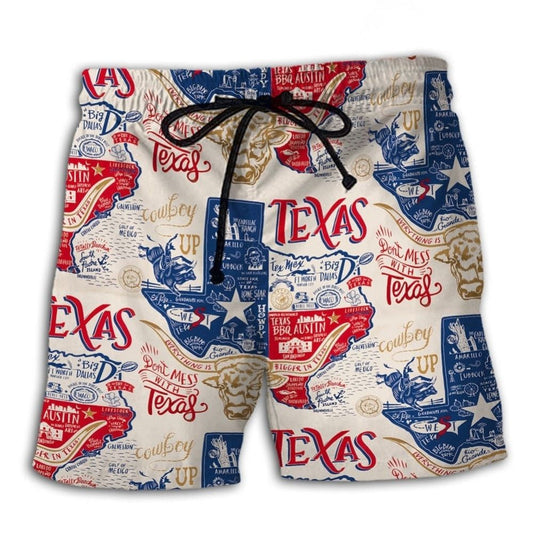 Texas Strong State Pride Beach Shorts Design Detail For Weekend Getaways And Beach Days