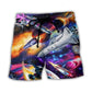 Colorful Rocket Space Beach Shorts Pattern View For Vacation Travel And Outdoor Fun