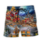 Santa Snowman Family Love Holiday Beach Shorts For Summer Vacation And Coastal Travel