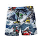 Snowmobile Adventure Ice Mountain Beach Shorts Artwork Detail For Tropical Travel And Everyday Wear