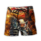 Skull Cowboy American Flag Beach Shorts Graphic Detail For Resort Trips And Casual Outings