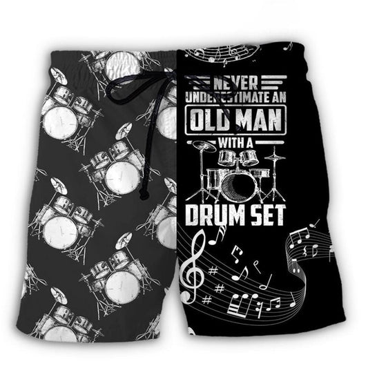 Drum Never Underestimate Old Man Drum Beach Shorts For Sunny Holidays And Comfortable Daily Styling