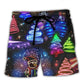 Neon Santa And Snowman Holiday Beach Shorts Pattern View For Vacation Travel And Outdoor Fun