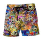 Dog Painting Memory Tribute Beach Shorts Pattern View For Vacation Travel And Outdoor Fun