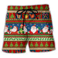 Happy Santa Christmas Cheer Beach Shorts Design View For Summer Events And Coastal Getaways