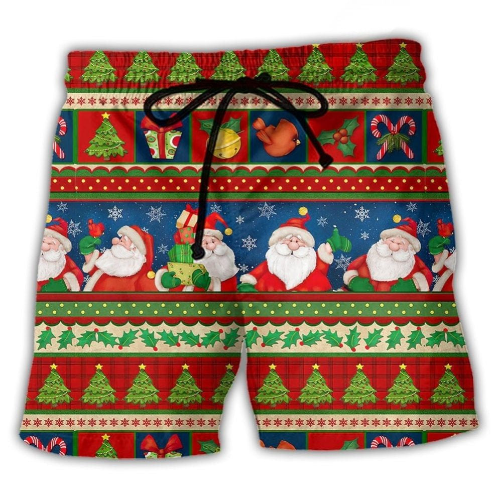 Happy Santa Christmas Cheer Beach Shorts Design View For Summer Events And Coastal Getaways