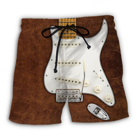 Guitar I Play With Cats Beach Shorts Artwork View For Seaside Trips And Casual Style