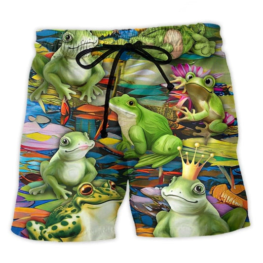 Frogs In Wonderland Fantasy Beach Shorts For Tropical Getaways And Weekend Adventures