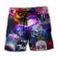 Skull So Amazing Galaxy Beach Shorts Pattern Detail For Sunny Outdoor Activities