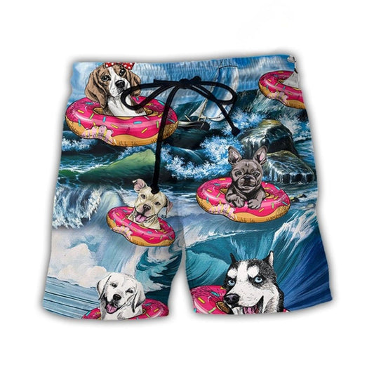 Cute Dog Playful Beach Shorts Pattern View For Resort Days And Outdoor Activities