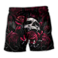 Skull Rose Dark Screaming Beach Shorts Artwork View For Seaside Trips And Casual Style