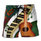 Vintage Classic Guitar Beach Shorts Pattern View For Coastal Holidays And Casual Activities