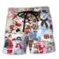 Santa And Snowman Christmas Village Beach Shorts For Beach Trips And Relaxed Vacation Styling