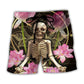 Skull Yoga Lotus Flower Lighting Beach Shorts Pattern View For Resort Days And Outdoor Activities