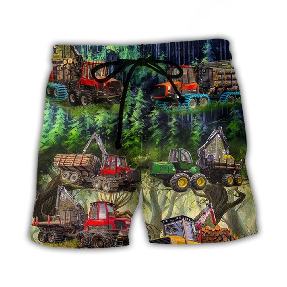 Tractor Outdoor Adventure Quote Beach Shorts Print View For Coastal Escapes And Casual Outings