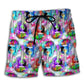 Colorful Guitar Mix Beach Shorts Pattern View For Vacation Travel And Outdoor Fun
