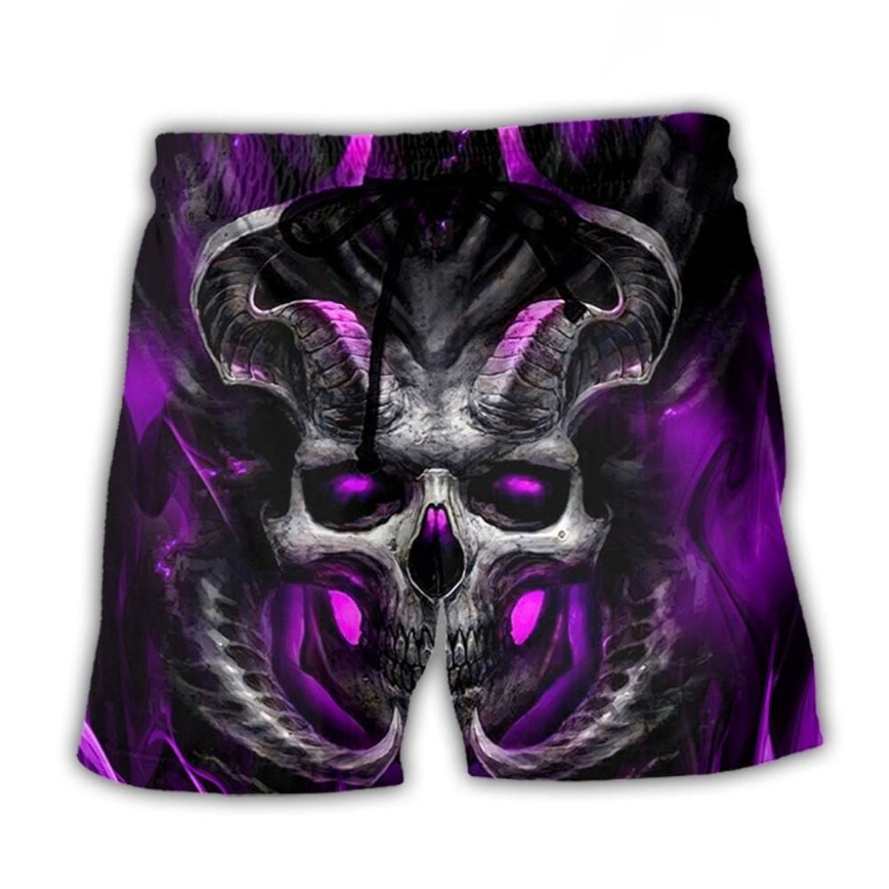 Skull Dark Purple Lightning Beach Shorts For Coastal Adventures And Relaxed Summer Wear
