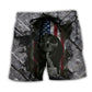 Skull Dark USA Flag Wrought Iron Beach Shorts Artwork Detail For Tropical Travel And Everyday Wear