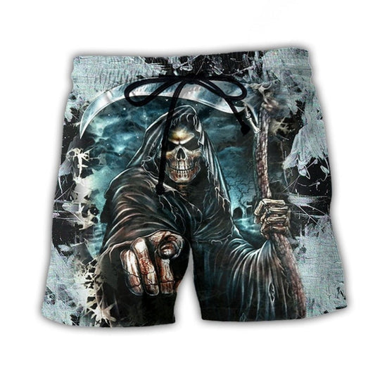 Skull Cool Death Scythe Beach Shorts For Warm Weather Travel And Everyday Comfort