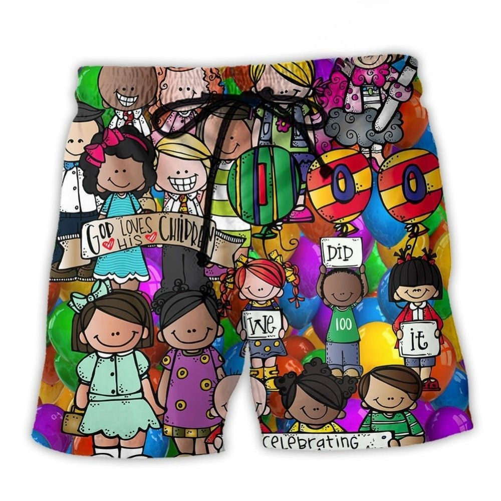 School Celebration 100 Days Fun Beach Shorts For Outdoor Adventures And Thoughtful Seasonal Gifts