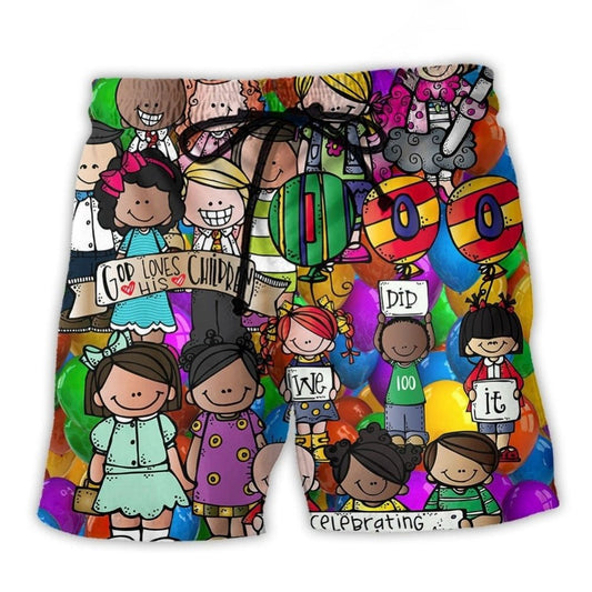 School Celebration 100 Days Fun Beach Shorts For Outdoor Adventures And Thoughtful Seasonal Gifts
