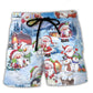 Santa And Snowman Christmas Celebration Beach Shorts Pattern View For Resort Days And Outdoor Activities