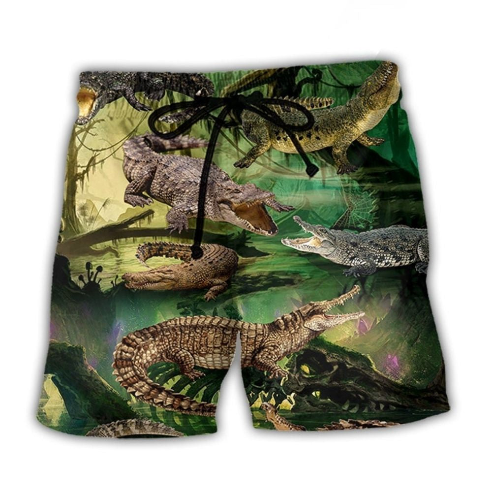 Crocodile Falling In Love Beach Shorts For Resort Travel And Thoughtful Summer Gifting