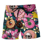 Funny Donut Tropical Beach Shorts Design Detail For Weekend Getaways And Beach Days