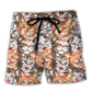 Cute Cat Happy Life Funny Cat Beach Shorts Design View For Summer Events And Coastal Getaways