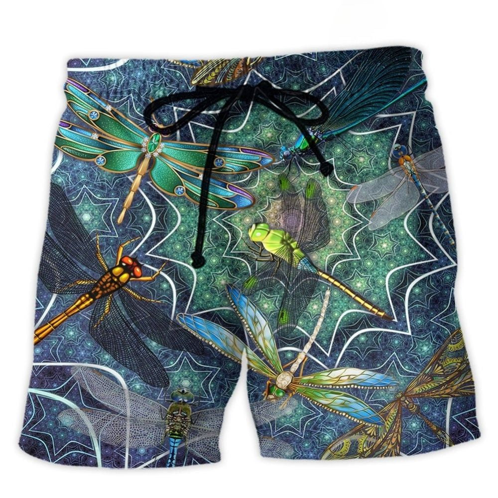 Dragonfly Love Life Nature Beach Shorts Design View For Comfortable Resort And Beach Styling