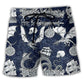 Dragon Skull Old Ship Sea Fantasy Beach Shorts Artwork Detail For Tropical Travel And Everyday Wear