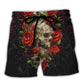 Skull And Roses Artistic Beach Shorts Artwork View For Seaside Trips And Casual Style