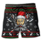 Valhalla Skull Warrior Beach Shorts Pattern Detail For Sunny Outdoor Activities