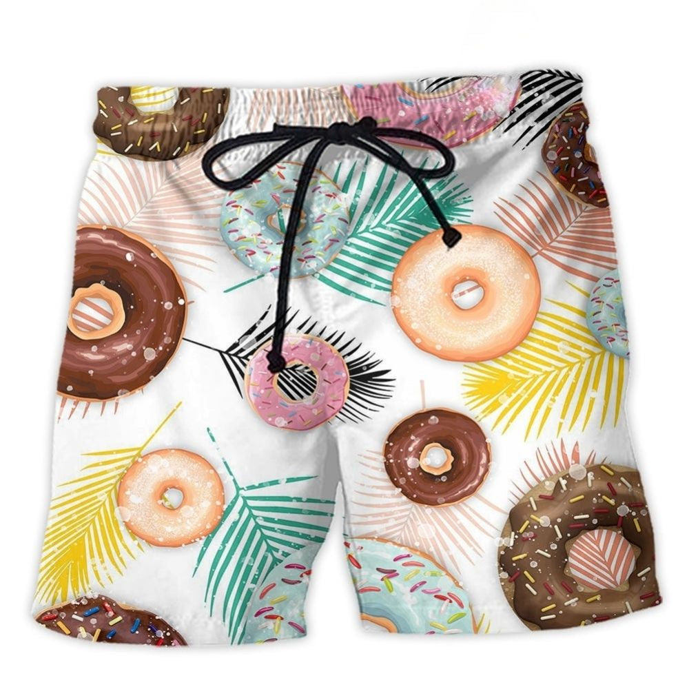 Donut Lover Sweet Time Beach Shorts Print Detail For Beach Activities And Vacation Wear