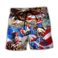 Happy Animals USA Independence Day Beach Shorts Pattern View For Coastal Holidays And Casual Activities