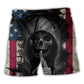 Skull Dark USA Flag Vintage Beach Shorts Pattern View For Vacation Travel And Outdoor Fun