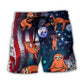 Yoga Sloth USA Independence Day Beach Shorts Pattern Detail For Relaxed Warm Weather Outfits