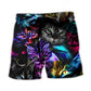 Funny Cat Neon Light Colorful Beach Shorts Print View For Coastal Escapes And Casual Outings