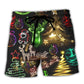 Neon Christmas Tree And Snowman Cool Beach Shorts Artwork View For Seaside Trips And Casual Style