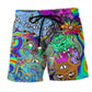 Hippie Cat Trippy Mind Beach Shorts Print Detail For Beach Activities And Vacation Wear