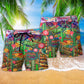 Cactus Flower Field Beach Shorts Pattern Detail For Coastal Travel And Comfortable Daily Wear