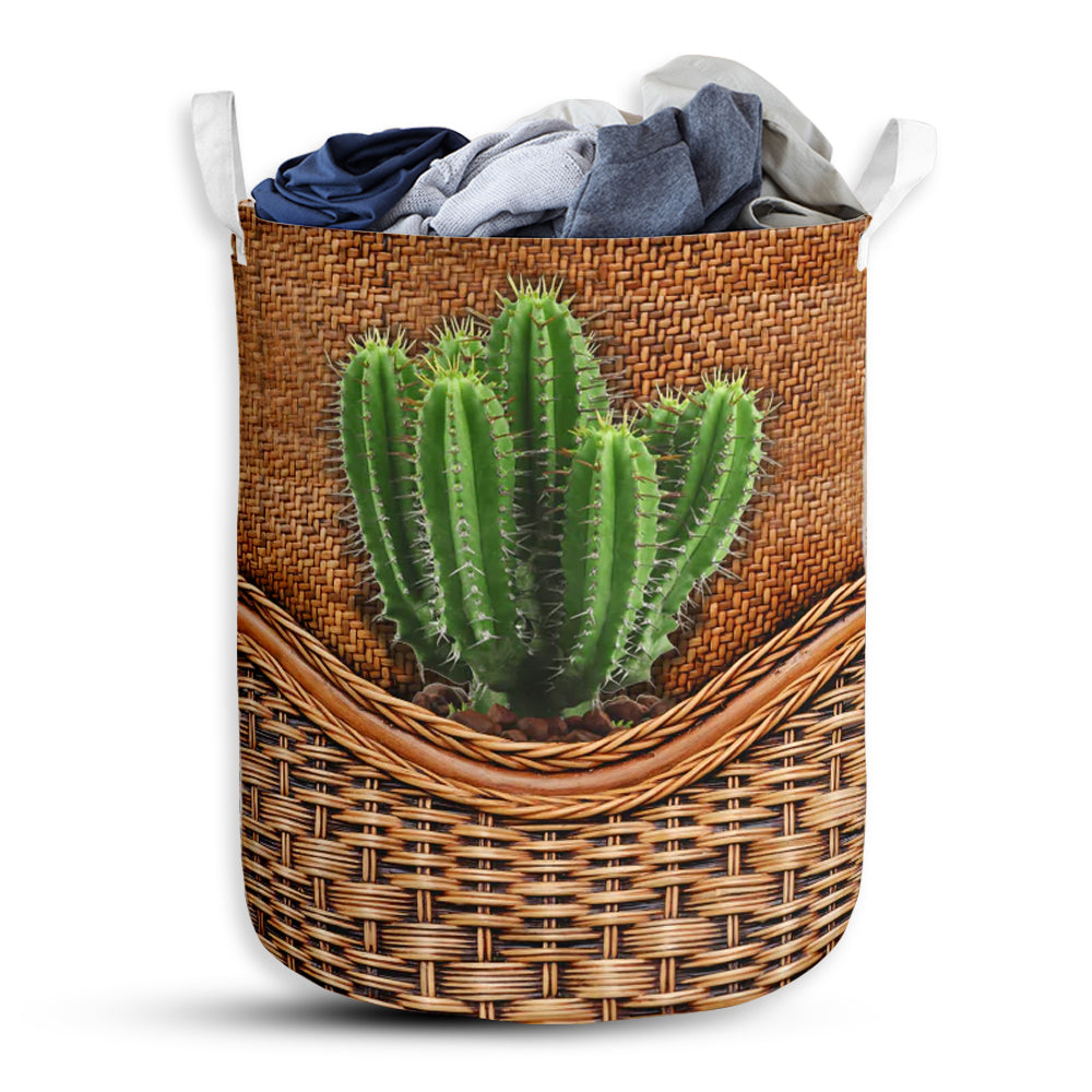 Small Size Cactus Rattan Texture Laundry Basket For Bathroom Bedroom Storage