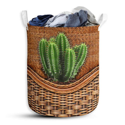 Small Size Cactus Rattan Texture Laundry Basket For Bathroom Bedroom Storage