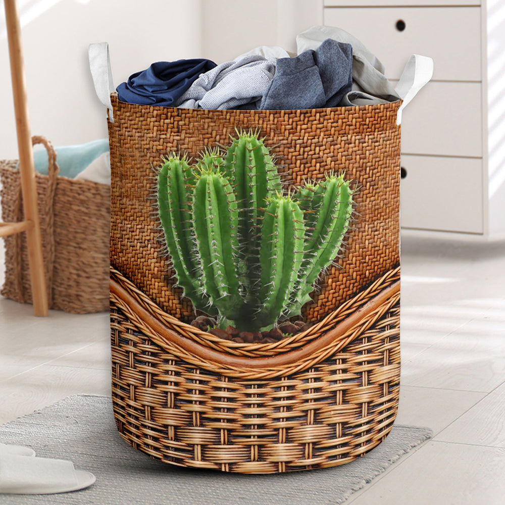 Cactus Rattan Texture Laundry Basket For Room Home Organizer
