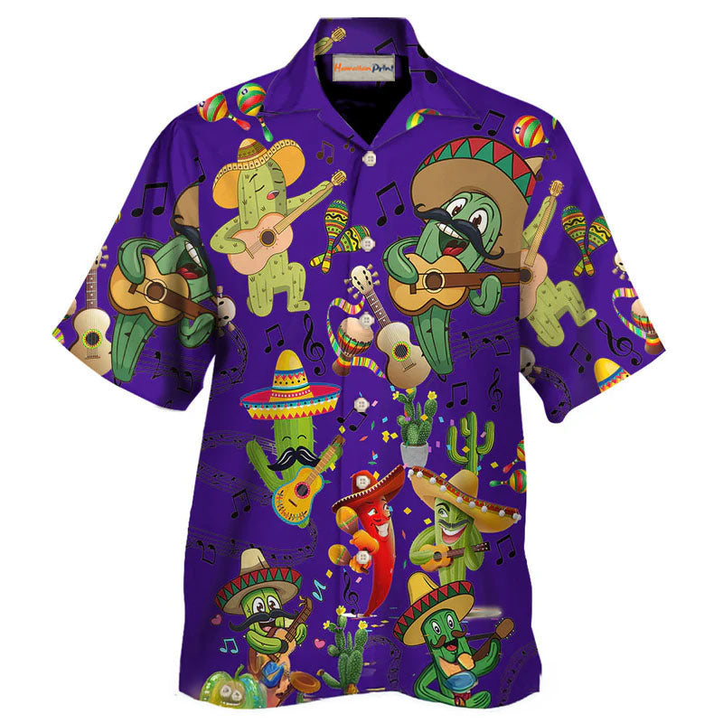 Purple Music Cactus Hawaiian Shirt For Coastal Adventures And Warm Weather Wear