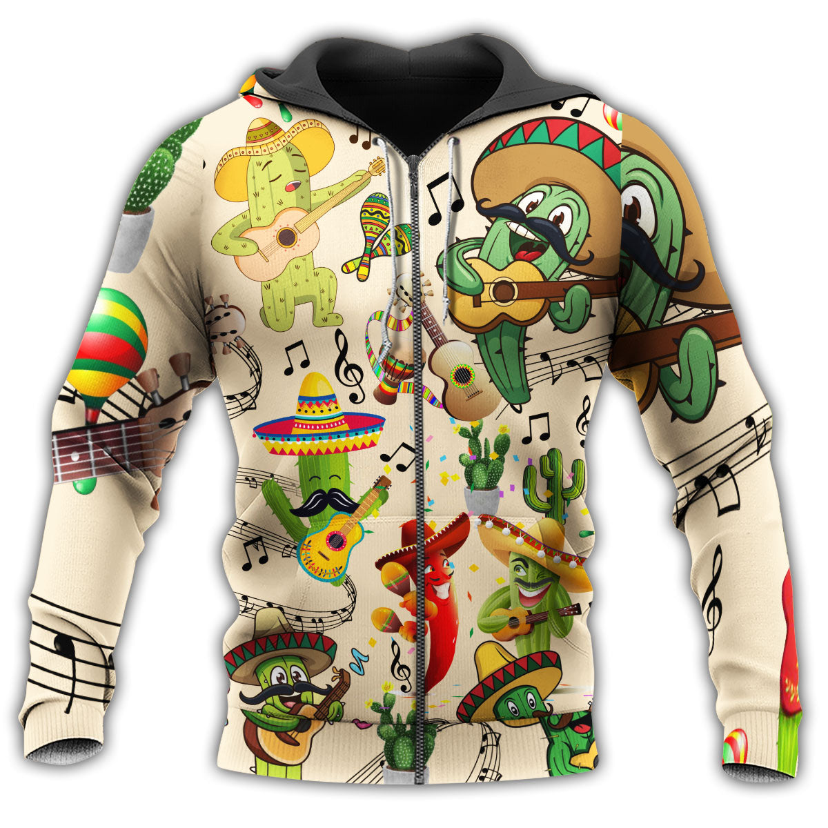 Cactus Music Hoodie For Musicians Outdoor Activities And Creative Gift Ideas