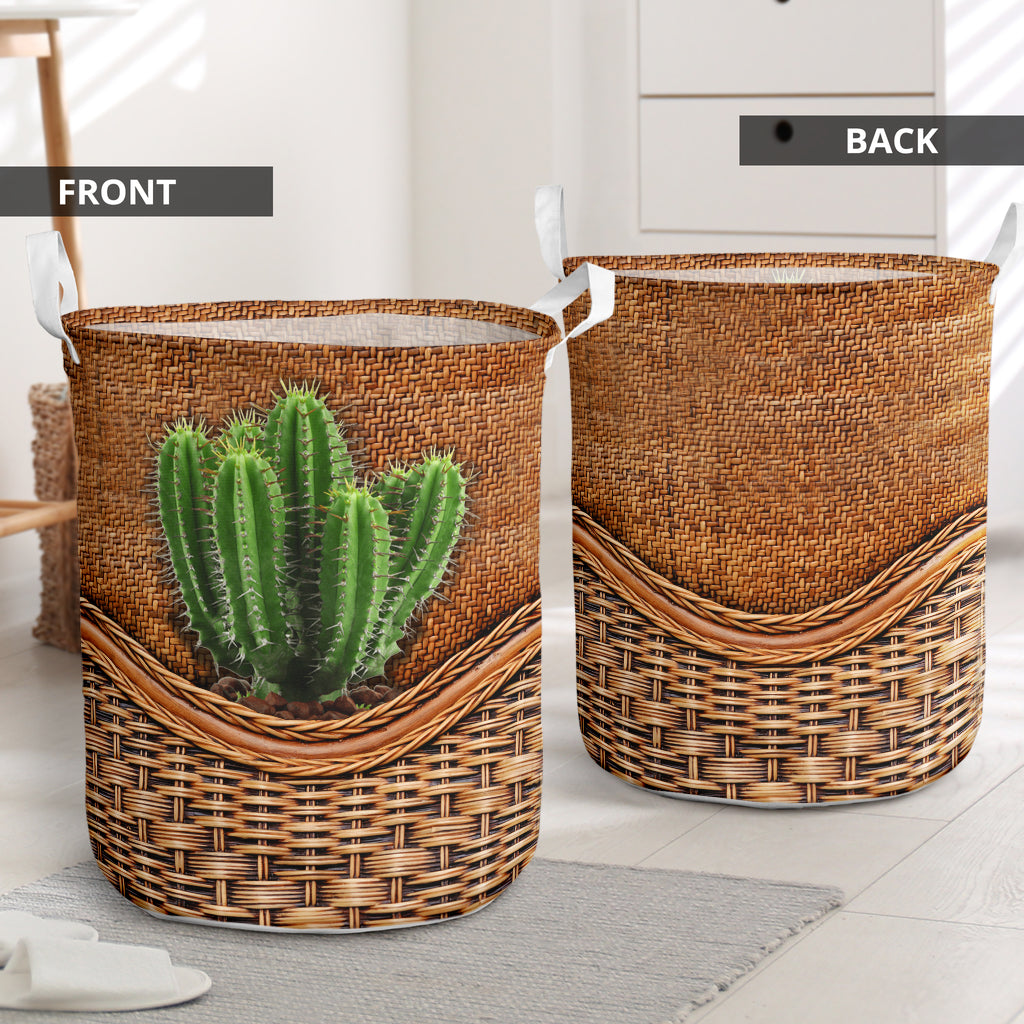 Cactus Rattan Texture Laundry Basket For Nursery Dorm And Home Storage